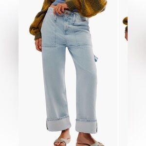 Free People Wide Leg Jean - Light Stone New